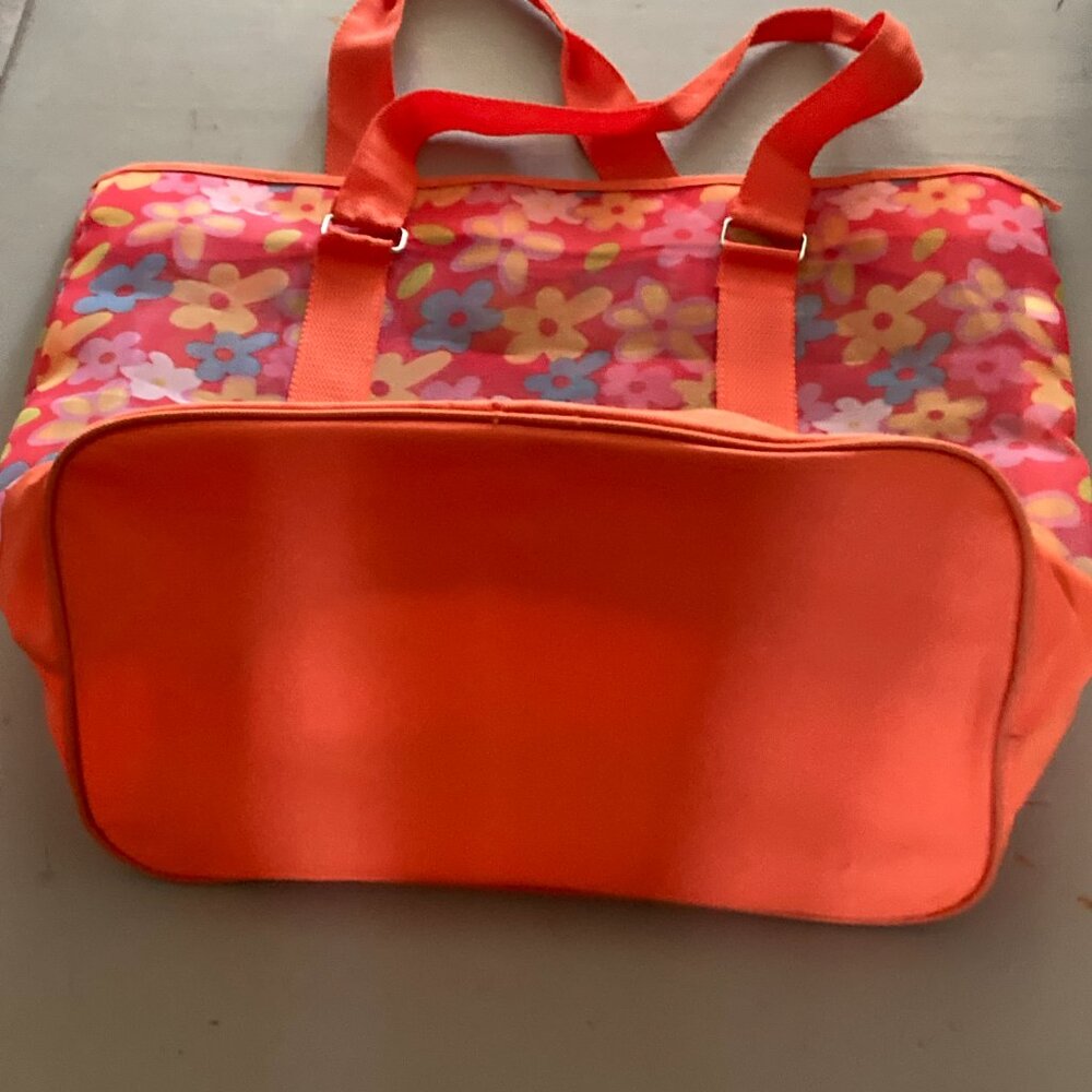 Fun flowered orange beach bag - Picture 2 of 4